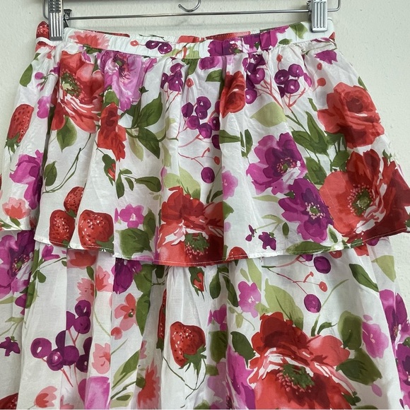 Abercrombie & Fitch Drama Tiered Maxi Skirt Sz sp Tomato Girl Pink Floral Y2K - Picture 2 of 12